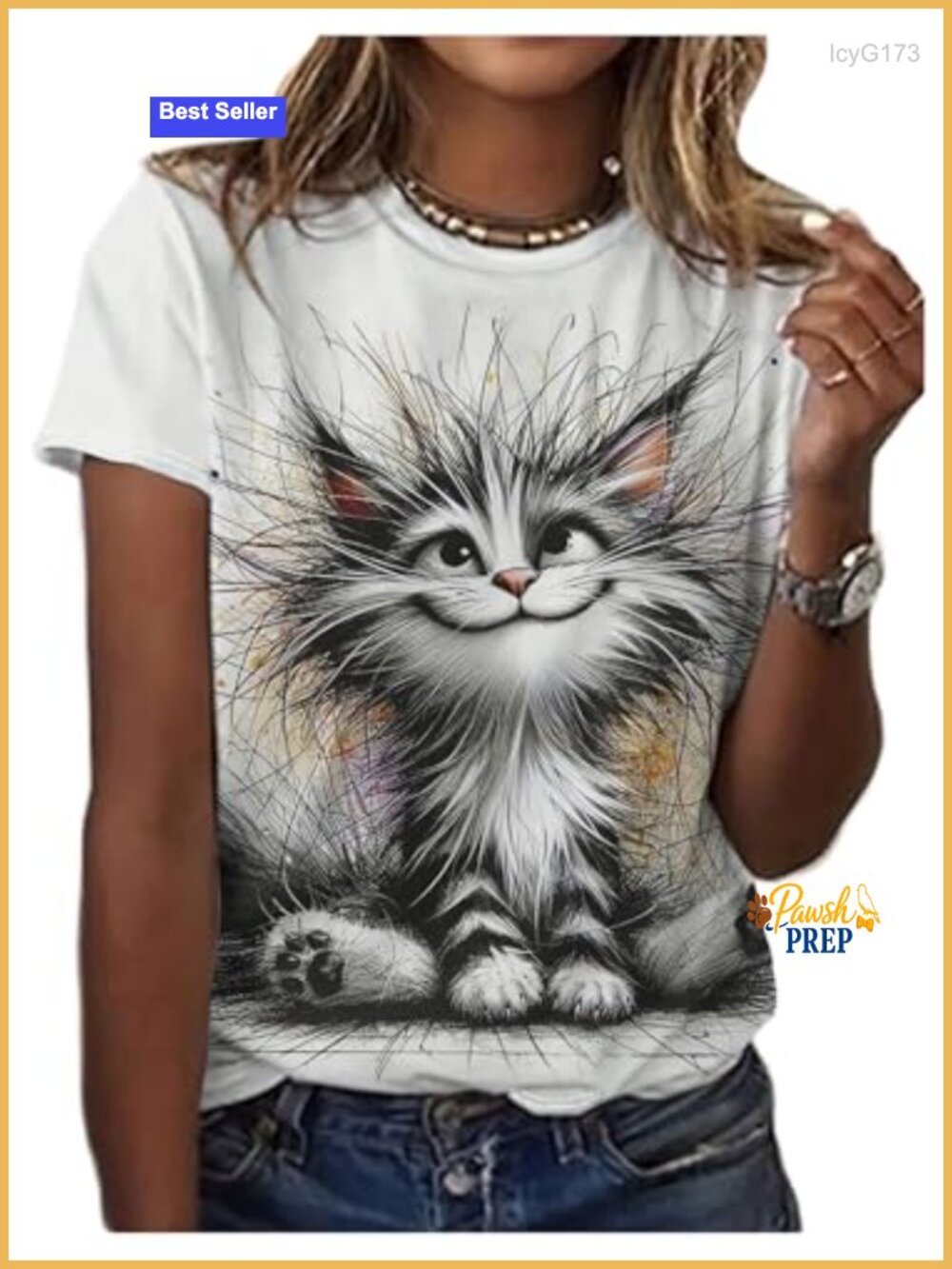 Cat Graphic Tee Short Sleeve Crew Neck Loose Fit Casual Summer T-Shirt